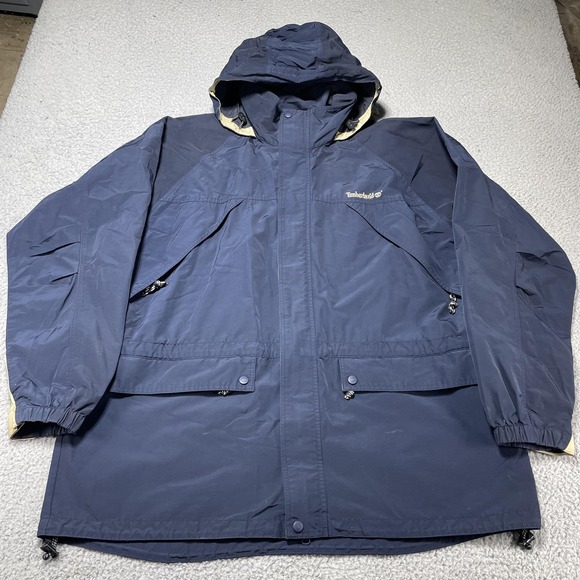 Timberland Other - Vintage Timberland Jacket Mens 2XL Navy‎ Hooded Weathergear Parka Coat 90s